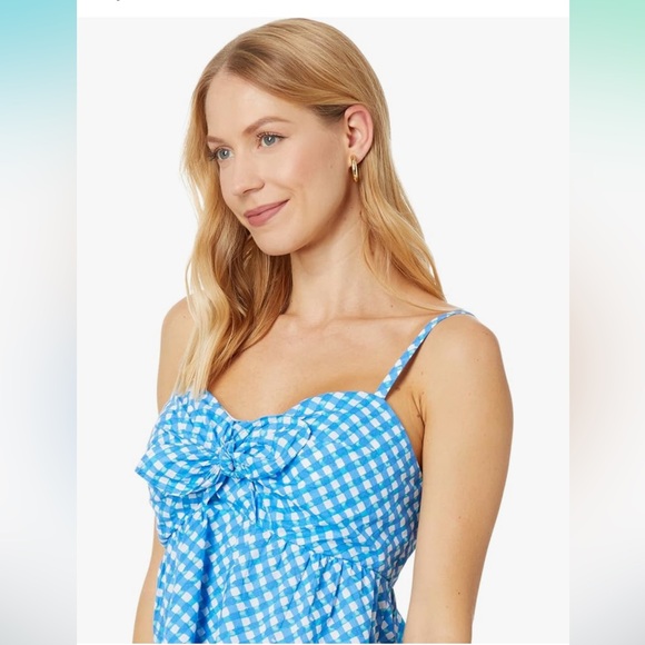 Lilly Pulitzer Mitzi Cotton Cami Boca Blue Double Checking - Picture 2 of 11
